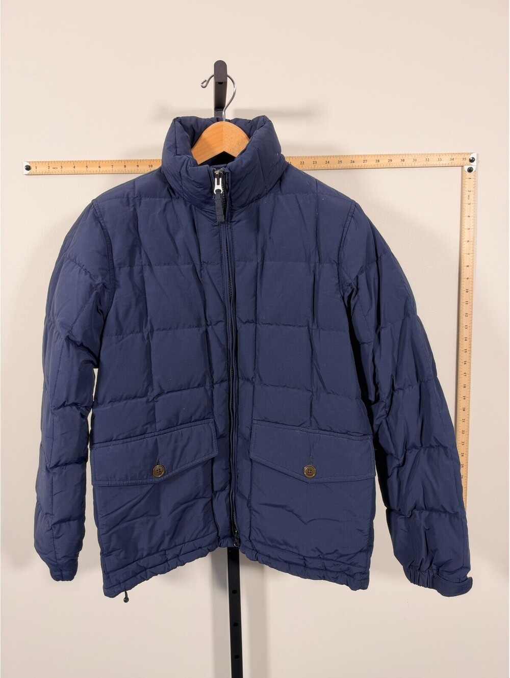 J CREW Jacket Mens M Navy Blue Cotton Nylon Down Fill